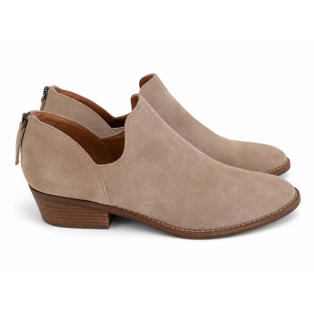 Lucky Brand Freelia Suede Booties Size 10 Brown Taupe Tan Shoes Leather Zip
